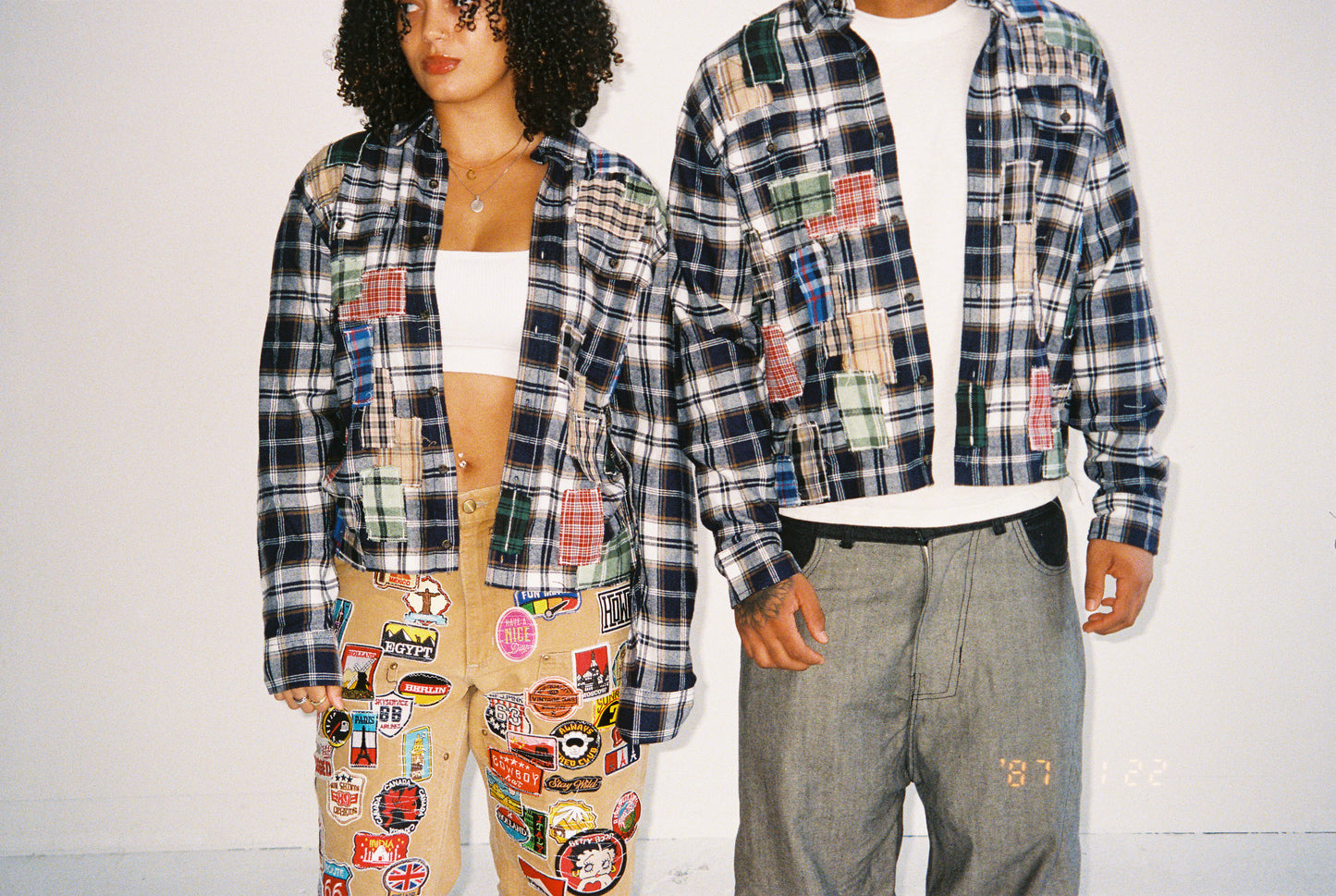 Patchwork Flannel in Navy Blue