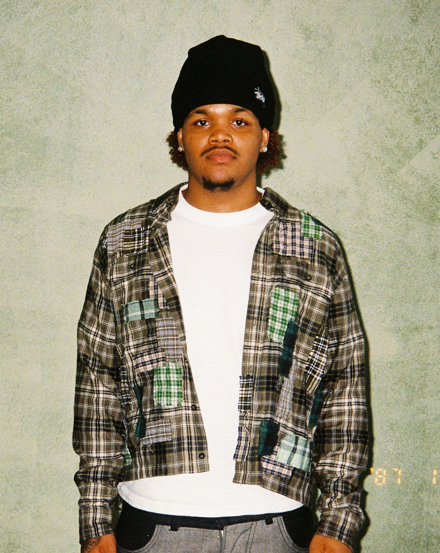 Patchwork Flannel in Olive Green