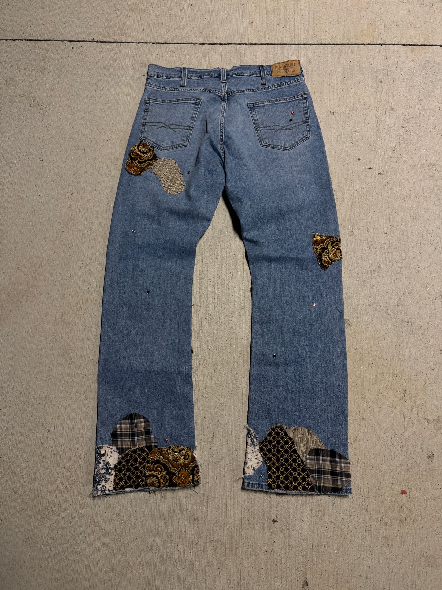 Custom Patchwork Slim Fit Flared Levi’s Strauss Denim