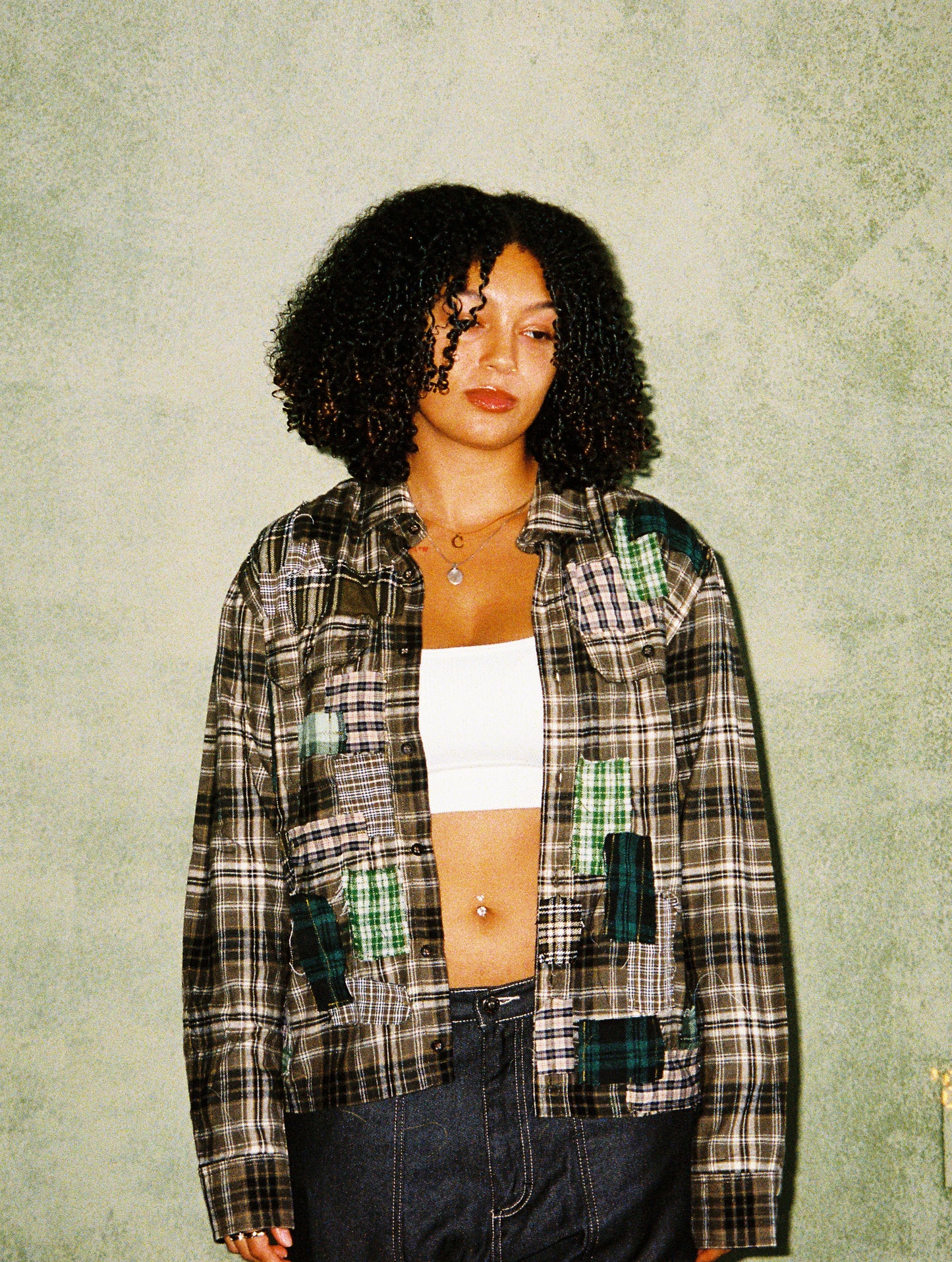 Patchwork Flannel in Olive Green