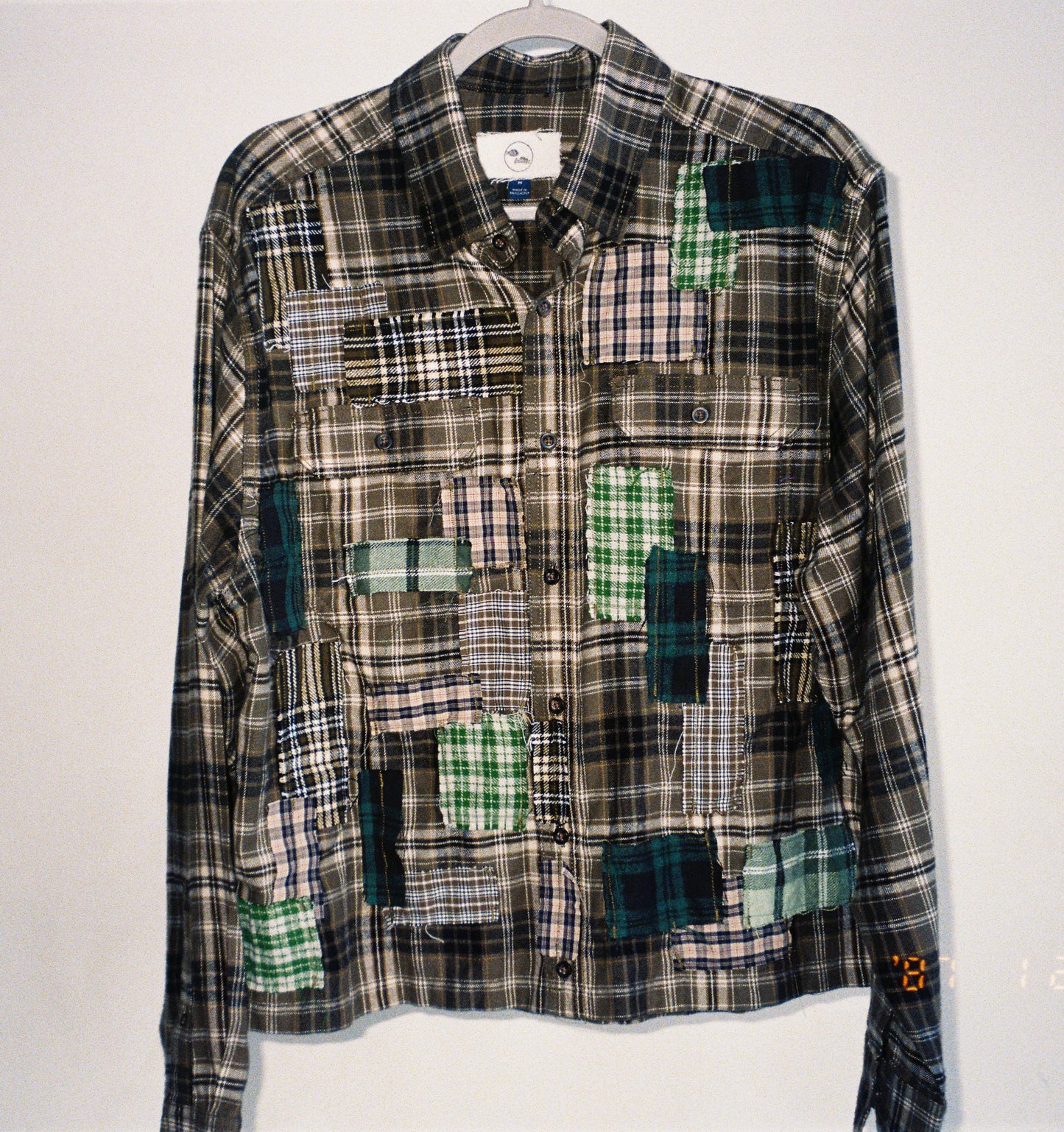 Patchwork Flannel in Olive Green