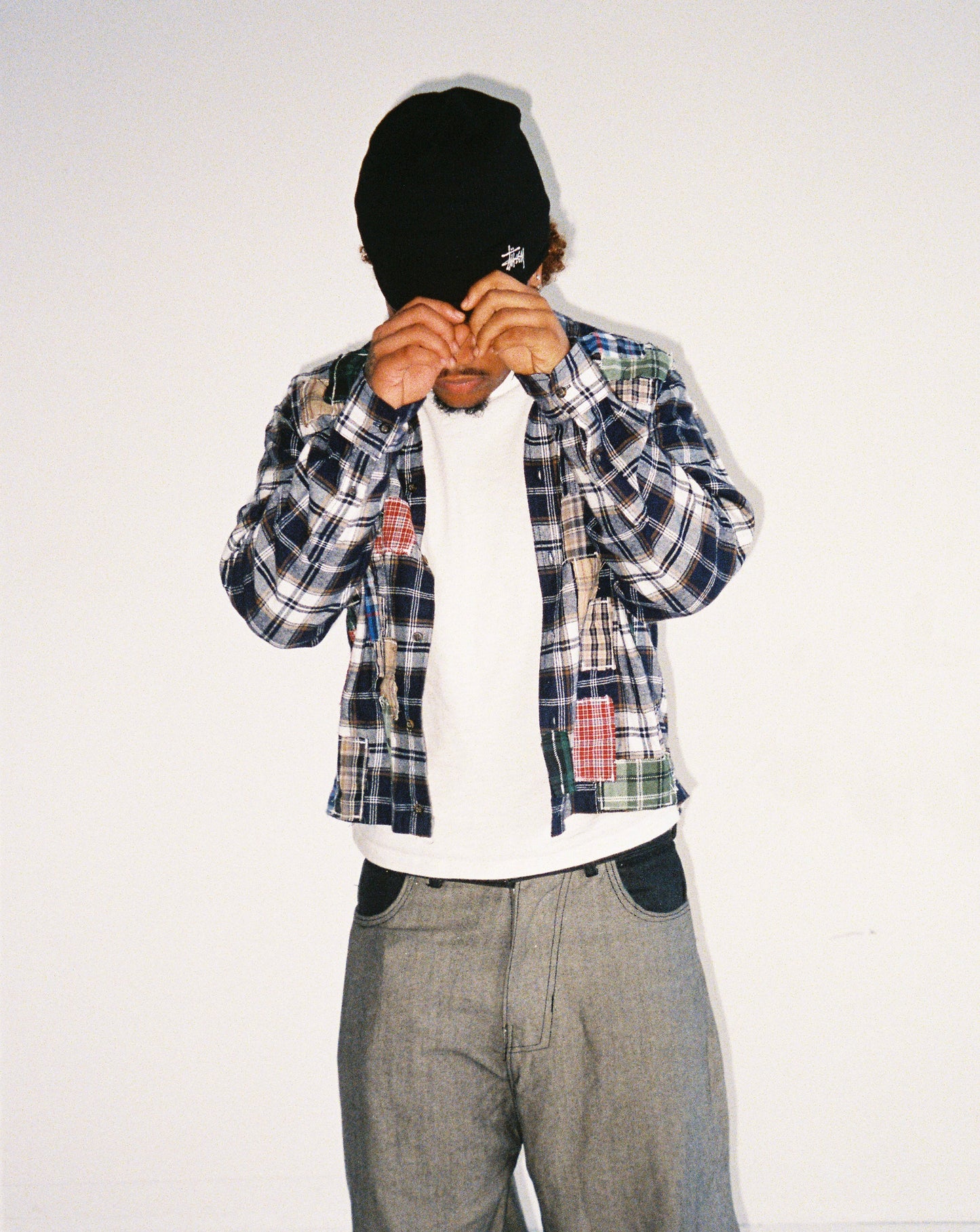 Patchwork Flannel in Navy Blue