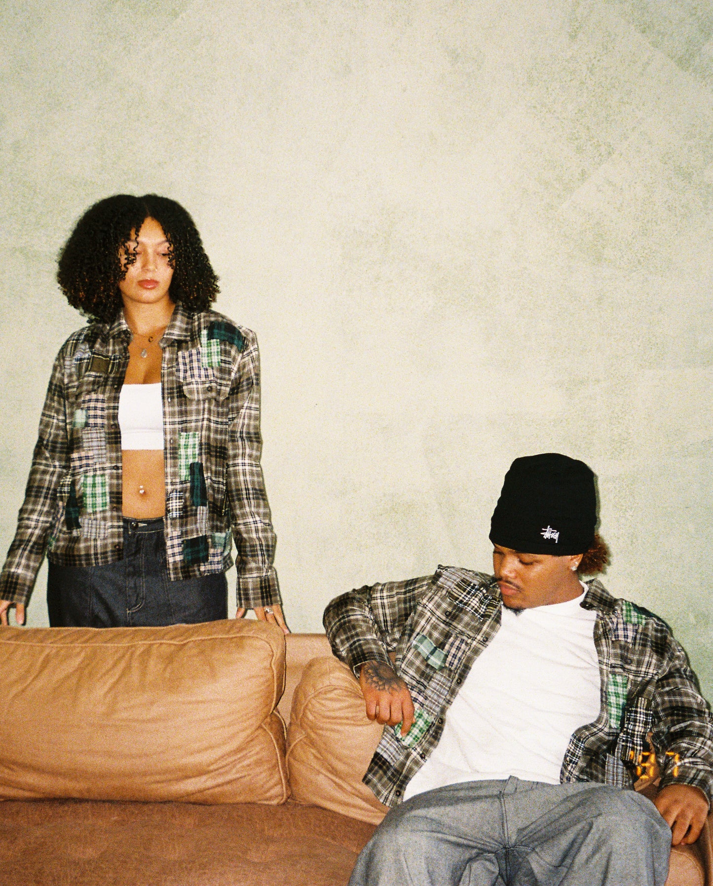 Patchwork Flannel in Olive Green